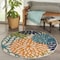 Homeroots 5 ft. Round Orange Floral Outdoor Area Rug 384639 - alternate 3